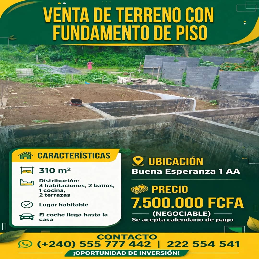 Venta de un terreno con fundamento de piso